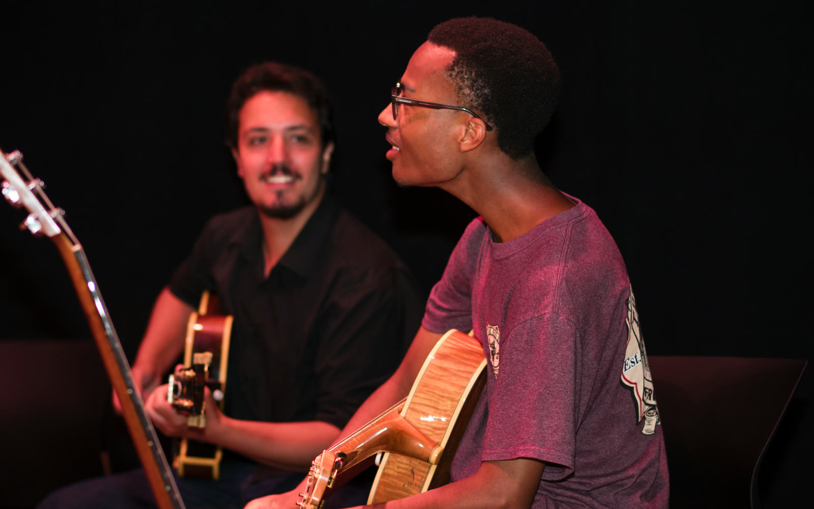 Dave Juarez jamming with Blake Slaughter at Brooklyn Guitar Feast II.